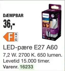 Harald Nyborg Philips LED-pære E27 A60 tilbud