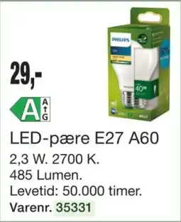 Harald Nyborg Philips LED-pære E27 A60 tilbud