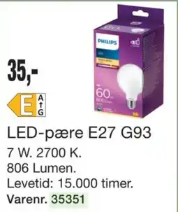 Harald Nyborg Philips LED-pære E27 G93 tilbud