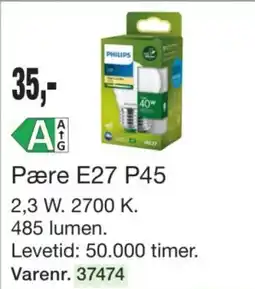 Harald Nyborg Philips Pære E27 P45 tilbud
