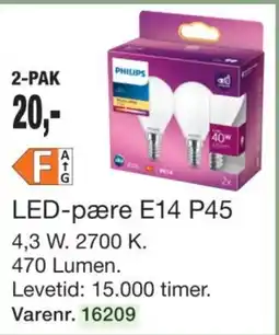 Harald Nyborg Philips LED-pære E14 P45 tilbud