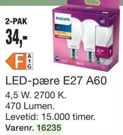 Harald Nyborg Philips LED-pære E27 A60 tilbud