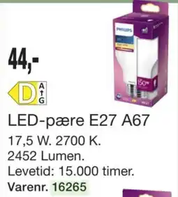 Harald Nyborg Philips LED-pære E27 A67 tilbud
