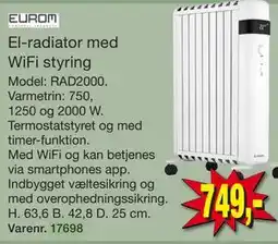 Harald Nyborg El-radiator med WiFi styring tilbud