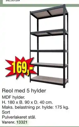 Harald Nyborg Reol med 5 hylder tilbud