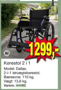 Harald Nyborg Kørestol 2 i 1 tilbud