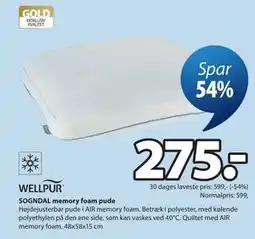 JYSK SOGNDAL memory foam pude tilbud