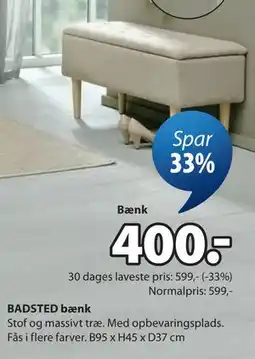 JYSK BADSTED bænk tilbud