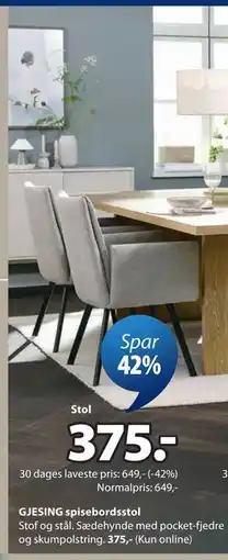 JYSK GJESING spisebordsstol tilbud