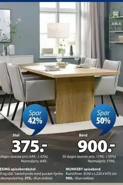 JYSK MUNKEBY spisebord tilbud