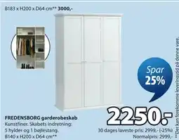 JYSK FREDENSBORG garderobeskab tilbud