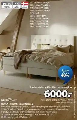 JYSK DREAMZONE NEVLA + EKSO kontinentalseng tilbud