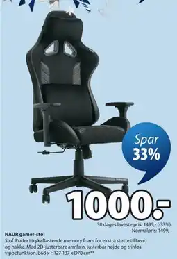 JYSK NAUR gamer-stol tilbud