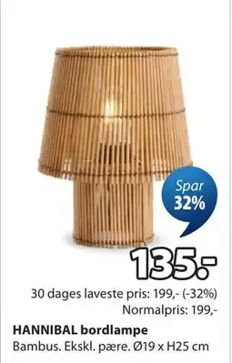 JYSK HANNIBAL bordlampe tilbud