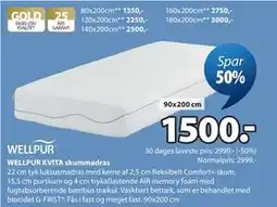 JYSK WELLPUR KVITA skummadras tilbud