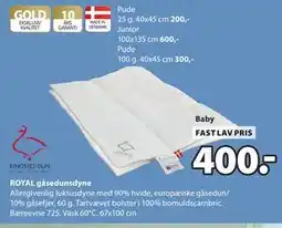 JYSK ROYAL gåsedunsdyne tilbud