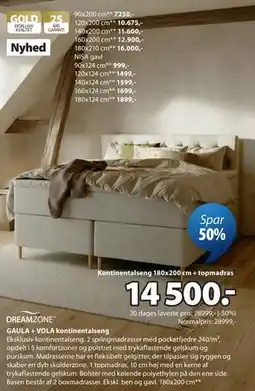 JYSK GAULA + VOLA kontinentalseng tilbud