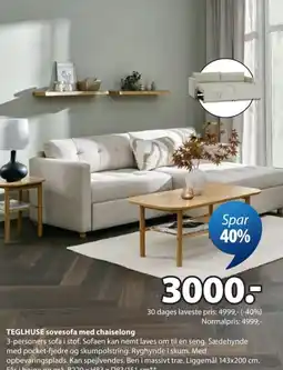 JYSK TEGLHUSE sovesofa med chaiselong tilbud