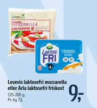 Føtex Levevis laktosefri mozzarella eller Arla laktosefri friskost tilbud