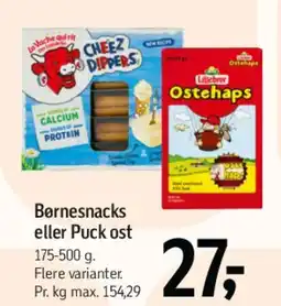 Føtex Børnesnacks eller Puck ost tilbud