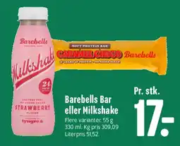 Min Købmand Barebells Bar eller Milkshake tilbud