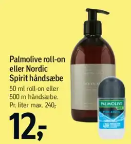 Føtex Palmolive roll-on eller Nordic Spirit håndsæbe tilbud