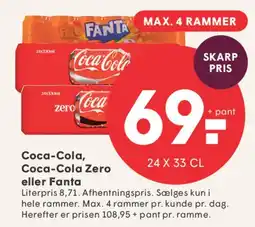 SPAR Coca‑Cola, Coca‑Cola Zero eller Fanta 24 x 33 cl tilbud