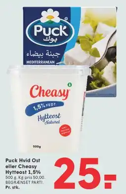SPAR Puck Hvid Ost eller Cheasy Hytteost 1,5% tilbud