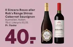 SPAR Il Sincero Rosso / Rob's Range Shiraz Cabernet Sauvignon tilbud