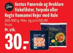 Min Købmand Gestus panerede / ovnklare fiskefileter og rejer tilbud