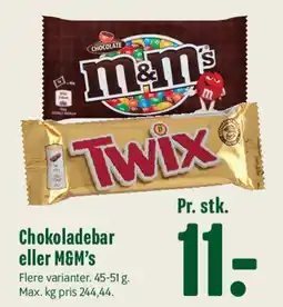 Min Købmand Chokoladebar / M&M's / Twix tilbud