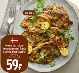 Føtex Koteletter, nakkekoteletter eller flæsk i skiver af dansk gris tilbud