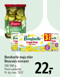 Føtex Bonduelle majs eller Beauvais survarer tilbud
