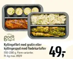 Føtex Kyllingefilet med gratin eller kyllingespyd med flødekartofler tilbud