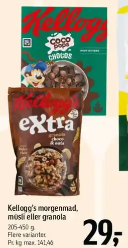 Føtex Kellogg's morgenmad, müsli eller granola tilbud