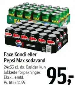 Føtex Faxe Kondi eller Pepsi Max sodavand tilbud