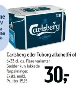 Føtex Carlsberg eller Tuborg alkoholfri øl tilbud