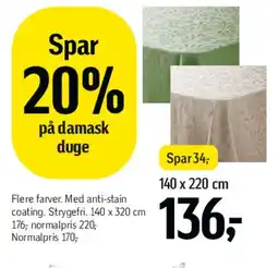 Føtex Damask duge tilbud