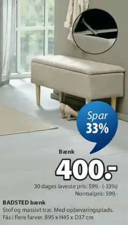 JYSK BADSTED bænk tilbud