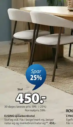 JYSK EJSING spisebordsstol tilbud