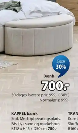 JYSK KAPPEL bænk tilbud