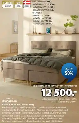 JYSK REIPA + BRYA kontinentalseng tilbud