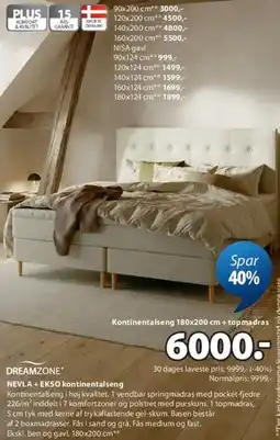 JYSK DREAMZONE NEVLA + EKSO kontinentaltseng tilbud