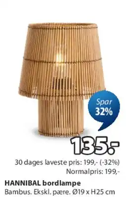JYSK HANNIBAL bordlampe tilbud