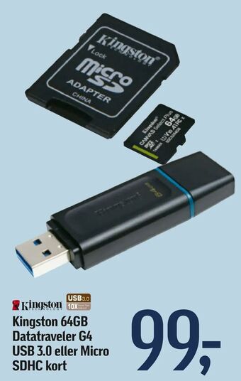 Føtex Kingston 64GB Datatraveler G4 USB 3,0 eller Micro SDHC kort tilbud