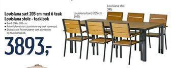 Føtex Louisiana sæt 205 cm med 6 teak Louisiana stole - teaklook tilbud