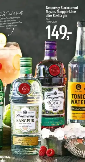 Føtex Tanqueray Blackcurrant Royale, Rangpur Lime eller Sevilla gin tilbud