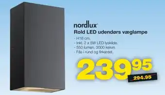 Nordlux Rold LED udendørs væglampe