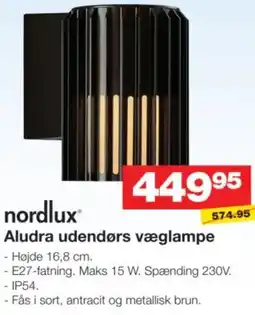 Bauhaus nordlux Aludra udendørs væglampe tilbud