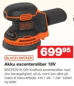 Bauhaus Black+Decker akku excentersliber 18v tilbud